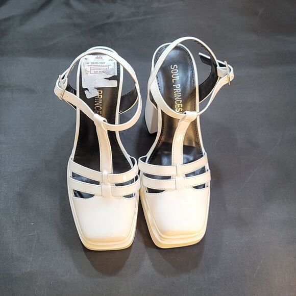 BRAND NEW SOUL PRINCESS PLAIN PLATFORM ANKLE CURVE WIDE HIGH HEEL SANDAL S2 - Picture 3 of 16